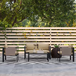 Outsunny 4 Piece Garden Sofa Set w/ Tempered Glass Coffee Table Khaki - Additional view 7