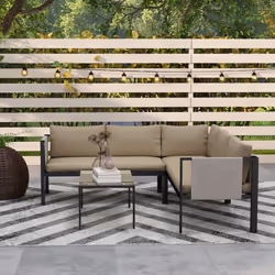 Outsunny 4 Piece Garden Furniture Set w/ Breathable Mesh Pocket, Khaki - Additional view 7