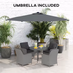 Outsunny Luxury Rattan Garden Dining Set W/ Parasol, Cushions, Light Grey - Additional view 4