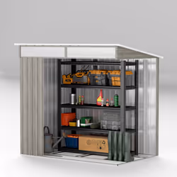 Outsunny 6.5x4FT Garden Shed Lockable Metal Tool Shed Light Grey Wood Effect - Additional view 7