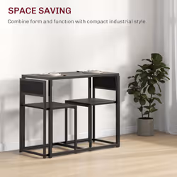 HOMCOM 3 Piece Dining Table Set with Metal Frame, Black