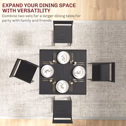 HOMCOM 3 Piece Dining Table Set with Metal Frame, Black - Additional view 6