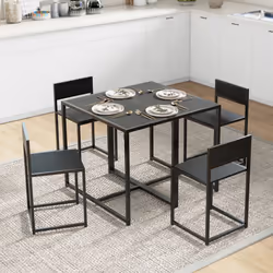 HOMCOM 3 Piece Dining Table Set with Metal Frame, Black - Additional view 8