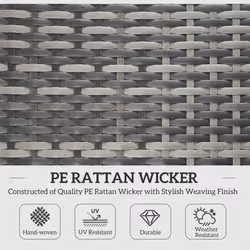 Outsunny Folding Rattan Sun Lounger with Cushion and Pillow, Mixed Grey