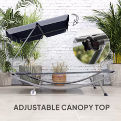 Outsunny Garden Double Hammock Sun Lounger Day Bed Canopy w/ 2 Pillows