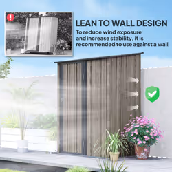 Outsunny Outdoor Storage Shed Steel Garden Shed w/ Lockable Door Light Grey - Additional view 5