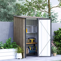 Outsunny Outdoor Storage Shed Steel Garden Shed w/ Lockable Door Light Grey - Additional view 6