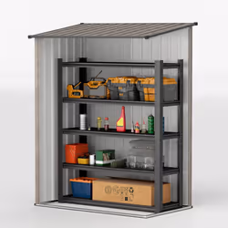 Outsunny Outdoor Storage Shed Steel Garden Shed w/ Lockable Door Light Grey - Additional view 8