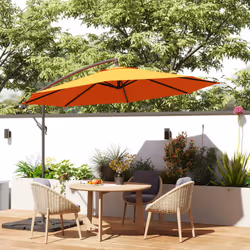 Outsunny 3(m) Banana Parasol Cantilever Umbrella Garden w/ Base Weights