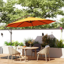 Outsunny 3(m) Banana Parasol Cantilever Umbrella Garden w/ Base Weights