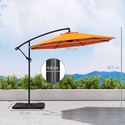 Outsunny 3(m) Banana Parasol Cantilever Umbrella Garden w/ Base Weights