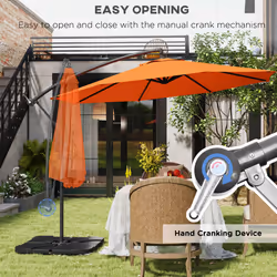 Outsunny 3(m) Banana Parasol Cantilever Umbrella Garden w/ Base Weights