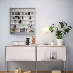 HOMCOM 7-Tier Wall Display Cabinet w/ Glass Doors, Graphite Wood Effect - Additional view 7