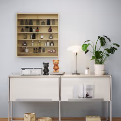 HOMCOM 7-Tier Wall Display Cabinet w/ Shelves Glass Doors, Oak - Additional view 7