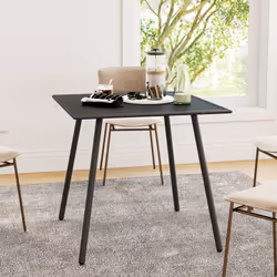 Outsunny Garden Table for 4 Person with Slat Top, Steel Frame, Black - Additional view 5