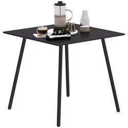 Outsunny Garden Table for 4 Person with Slat Top, Steel Frame, Black - Additional view 8