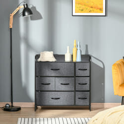 HOMCOM 3-Tier Fabric Bedroom Dresser with 7 Foldable Drawers, Grey