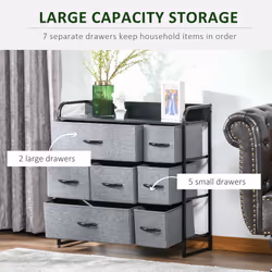 HOMCOM 3-Tier Fabric Bedroom Dresser with 7 Foldable Drawers, Grey - Additional view 4