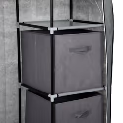 HOMCOM Fabric Portable Wardrobe with 2 Fabric Drawers, Hanging Rail, Grey - Additional view 5