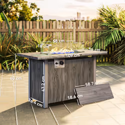 Outsunny Gas Fire Pit Table with 50,000 BTU Burner, Cover, Dark Grey
