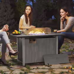 Outsunny Gas Fire Pit Table with 50,000 BTU Burner, Cover, Dark Grey - Additional view 8