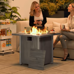 Outsunny Gas Fire Pit Table with 40,000 BTU Burner, Cover, Dark Grey