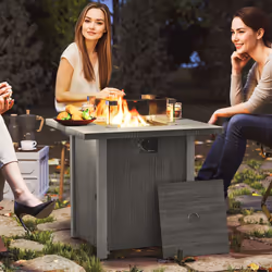 Outsunny Gas Fire Pit Table with 40,000 BTU Burner, Cover, Dark Grey - Additional view 8