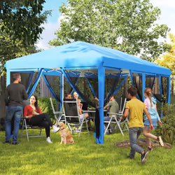 Outsunny 6 x 3(m) Pop Up Party Tent Canopy with 6 Removable Sidewalls Blue
