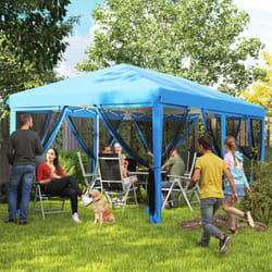 Outsunny 6 x 3(m) Pop Up Party Tent Canopy with 6 Removable Sidewalls Blue