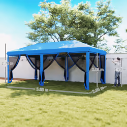 Outsunny 6 x 3(m) Pop Up Party Tent Canopy with 6 Removable Sidewalls Blue