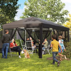 Outsunny 6 x 3(m) Pop Up Party Tent Canopy with 6 Removable Sidewalls Black