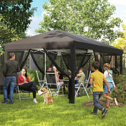 Outsunny 6 x 3(m) Pop Up Party Tent Canopy with 6 Removable Sidewalls Black