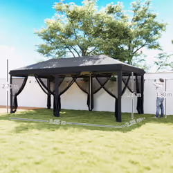 Outsunny 6 x 3(m) Pop Up Party Tent Canopy with 6 Removable Sidewalls Black