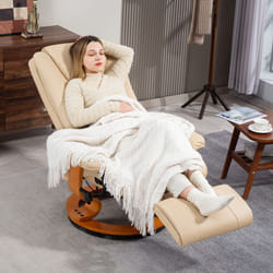 HOMCOM PU Leather Reclining Armchair with Footrest for Living Room, Beige