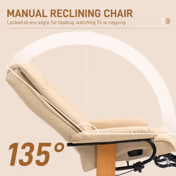 HOMCOM PU Leather Reclining Armchair with Footrest for Living Room, Beige