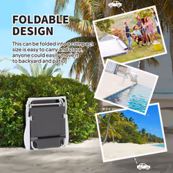 Outsunny Folding Sun Lounger with 4-Level Backrest & Headrest, Charcoal Grey