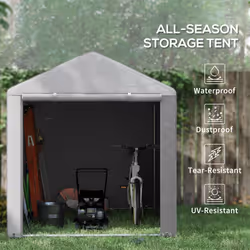Outsunny 1.6 x 2.2m Garden Storage Shed Portable Shed Tent, Light Grey