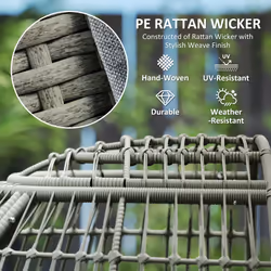 Outsunny PE Rattan Egg Chair w/ Padded Cushions for Garden, Charcoal Grey
