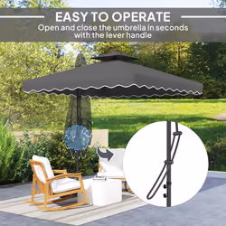 Outsunny 2.5m Cantilever Garden Parasol Umbrella with Cross Base, Black