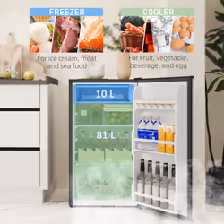 HOMCOM 91L Freestanding Under Counter Fridge Silver Tone