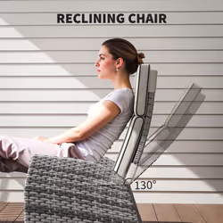 Outsunny 5 PCs Rattan Garden Furniture Set with Reclining Chairs - Grey
