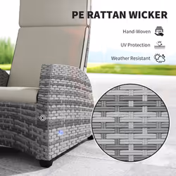 Outsunny 5 PCs Rattan Garden Furniture Set with Reclining Chairs - Grey