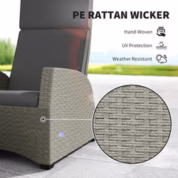 Outsunny 5 PCs Rattan Garden Furniture Set with Reclining Chairs, Grey