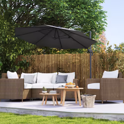 Outsunny 3 x 3(m) Cantilever Parasol Garden Umbrella with Cross Base Black