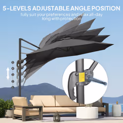 Outsunny 3 x 3(m) Cantilever Parasol Garden Umbrella with Cross Base Black