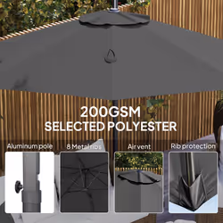 Outsunny 3 x 3(m) Cantilever Parasol Garden Umbrella with Cross Base Black - Additional view 5