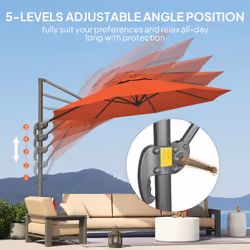 Outsunny 3 x 3(m) Cantilever Parasol Garden Umbrella with Cross Base Orange