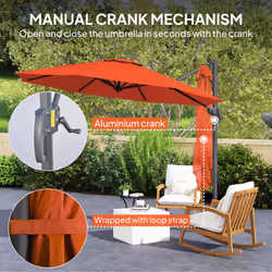 Outsunny 3 x 3(m) Cantilever Parasol Garden Umbrella with Cross Base Orange - Additional view 4