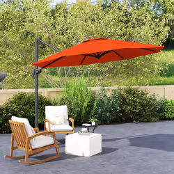 Outsunny 3 x 3(m) Cantilever Parasol Garden Umbrella with Cross Base Orange - Additional view 7