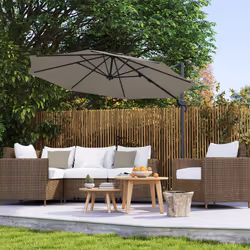 Outsunny 3 x 3(m) Cantilever Parasol Garden Umbrella with Base Light Grey